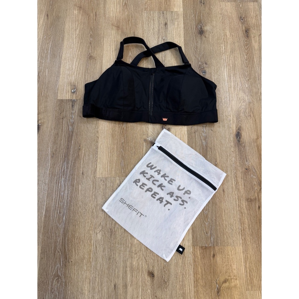 Shefit Ultimate Sports Bra Black High Impact‎ Adjustable Front Zip 6Luxe 110002